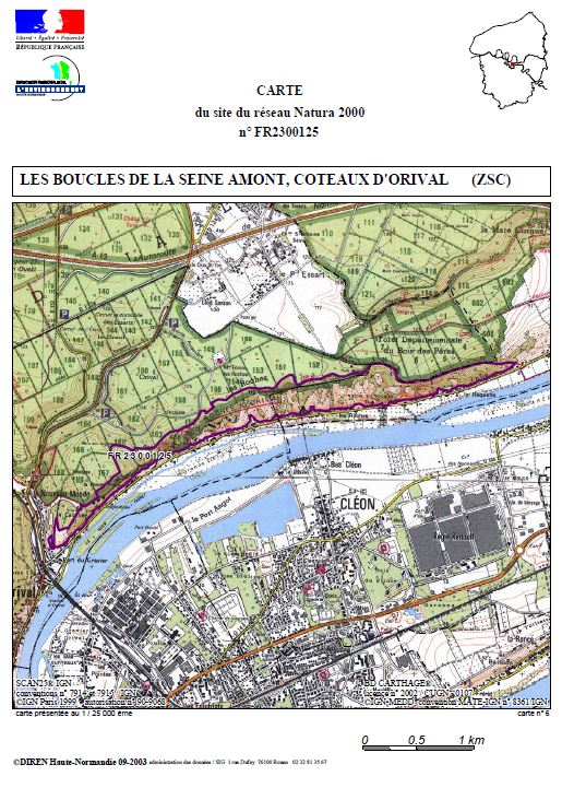 Carte générale du site "Boucles de la Seine coteaux d'Orival"