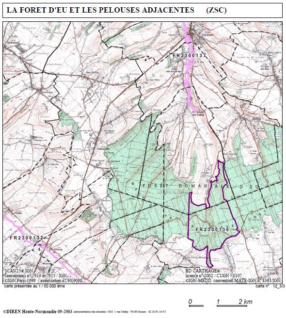 Carte 3/3 du site Forêt d'Eu et les pelouses adjacentes