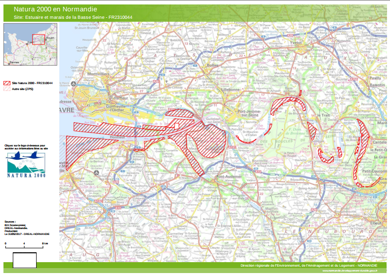Carte Estuaire et Marais basse Seine