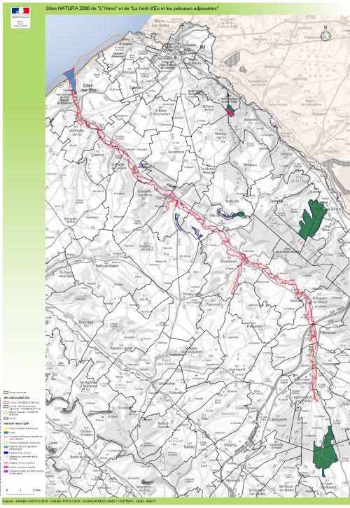Carte générale du site Forêt d'Eu et les pelouses adjacentes